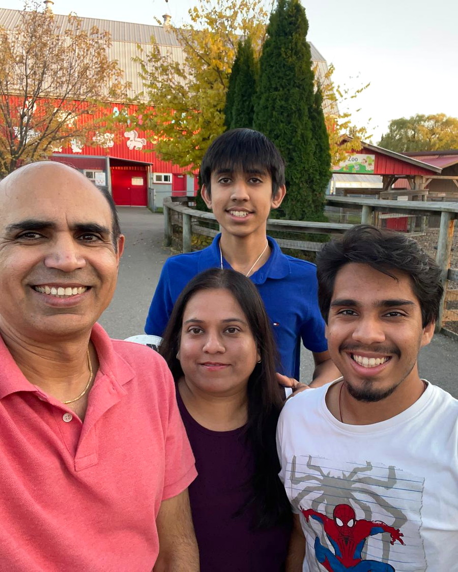 Yogi Chahal with his wife and their two sons